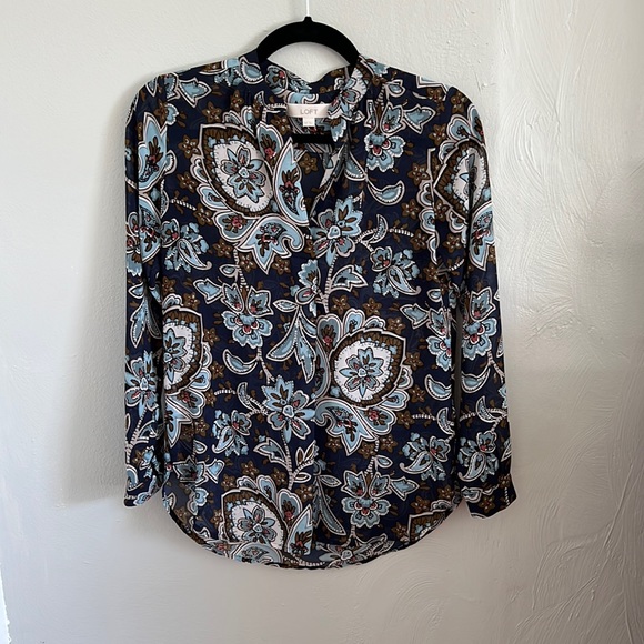 LOFT sheer blue floral blouse - Picture 2 of 4